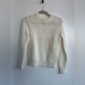 Vintage Cream Textured Knit Sweater